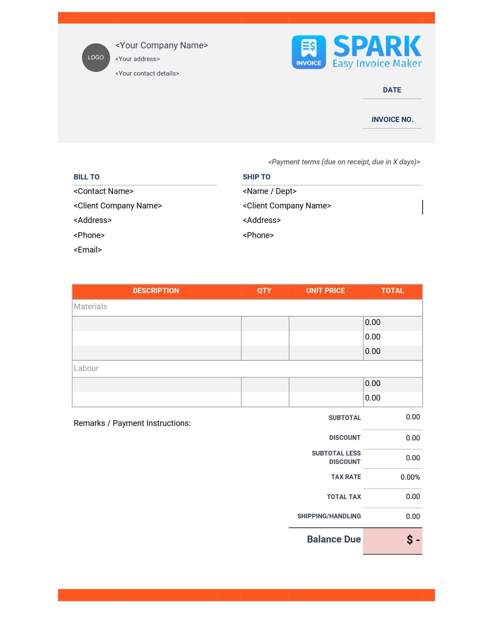 free printable invoice templates spark invoice