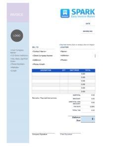 Free Printable Invoice Templates - Spark Invoice